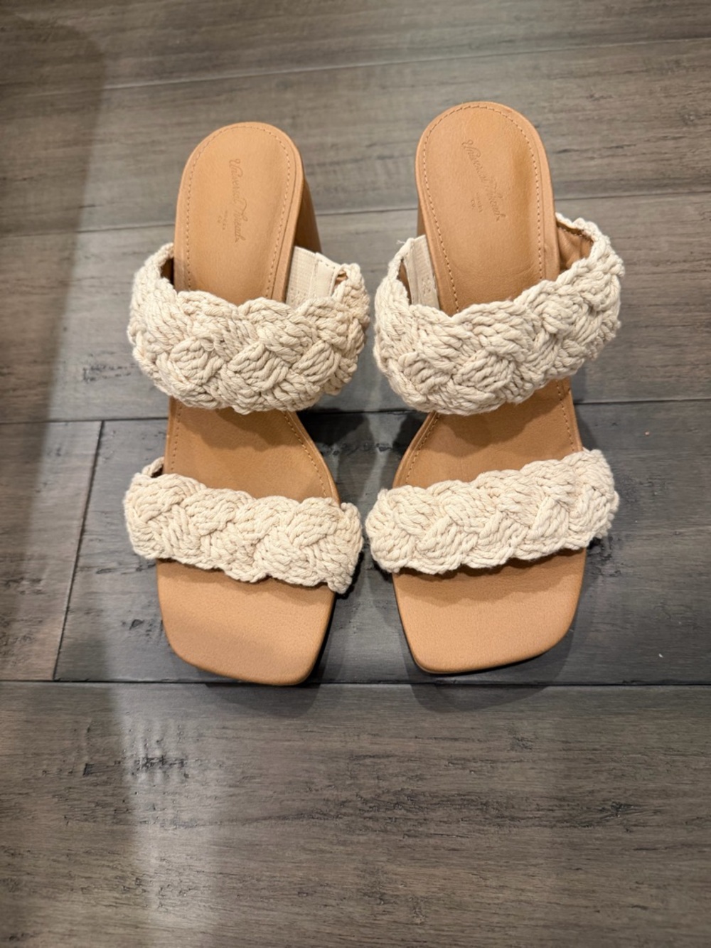Universal Thread Cream Braided Double-Strap Block Heel Sandals - Women